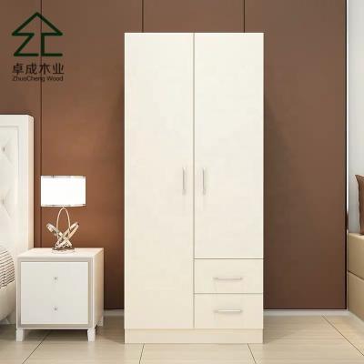 China Customized Modern 2 Door MDF Wood Wooden Clothes Wardrobe for sale