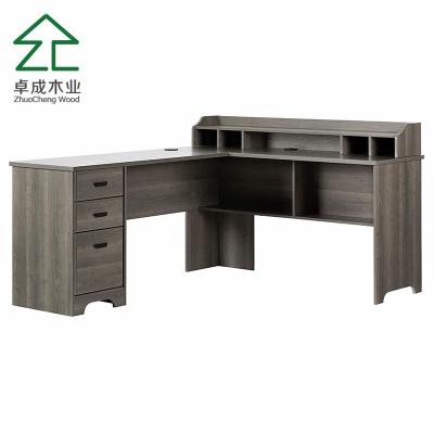 China Big Hardwood Vintage Wooden Study Computer Desk Set For Adults With Shelves for sale