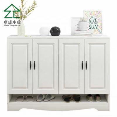 China New Design European Style Wooden Shoe Cabinet Three Layers Shoe Rack for sale