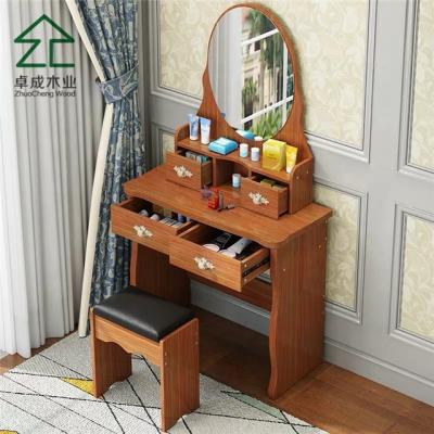 China cheap wooden mirrored dressing table with mirror and stool for sale