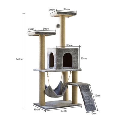 China New Luxurious Stocked Cute Solid Wood Cat Climbing Frame Plush Sisal Cat Climbing Frame Meijietong Design Cat Climbing Frame for sale