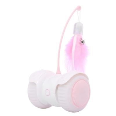 China Meijietong New Design Different Color USB Laser Automatic Interactive Smart Feather Stocked Cat Electric Toy for sale