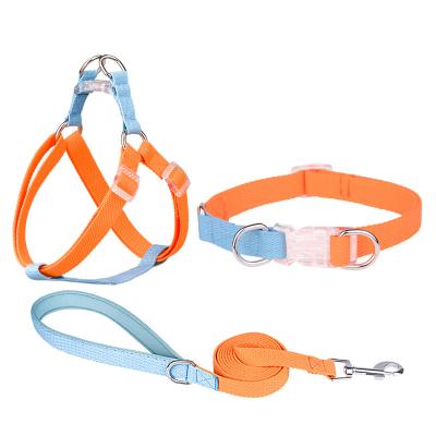 China Meijietong Factory Price Pet Viable Strap Color Macaron Dog Leash Designers Explosion Proof Dog Harness Leash And Collar for sale