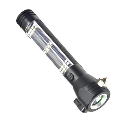 China LED Solar Camping Torch, USB Rechargeable Hammer Cutting Knife Torch Safe Light, Multifunctional Solar LED Torch for sale