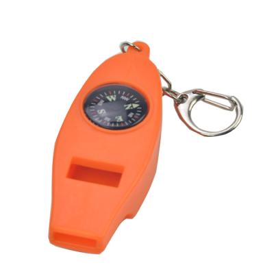 China Outdoor Survival 4 in1 Whistling Compass Magnifying Glass Outdoor Thermometer Key Chain for sale