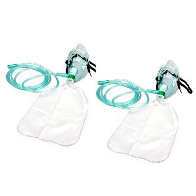 China Breathable PVC Customized Breathable System Oxygen Disposable Non-Circulatory Mask With Reservoir Bag And Tube for sale