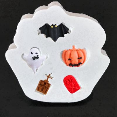 China D-0129 Sustainable Silicone Chocolate Mold Pudding Candy Mold Halloween Ghost Hat Pumpkin Silicone Mold for sale