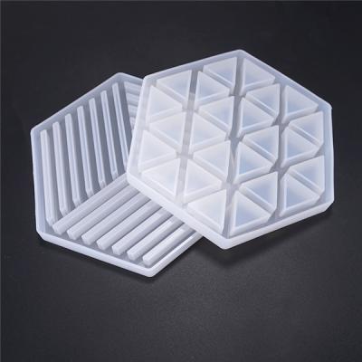 China C-0095 Manual Home Appliance Coaster Cup Mat Epoxy Silicone Mold DIY Crystal Triangle Silicone Mold for sale