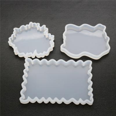 China C-0096 Agate Tray Geode Coasters Silicone Mold Resinart Viable Stone Segments Mold Epoxy Resin Coaster for sale