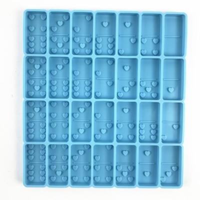 China Viable Heart Type Dominoes Casting Epoxy Resin Mold Silicone Dominoes Casting DIY Heart Type Dominoes Game Molds for sale