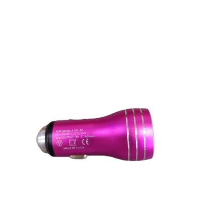 China Mobile Phone Types Factory Supplier 5v3.1a 2 USB-A Aluminum Alloy Pink Charging Phone Car Charger for sale