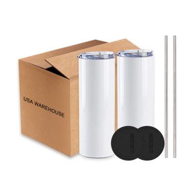 China Sustainable USA Warehouse Sublimation Stainless Steel Tumbler 20 Oz Blank Tumblers With Rubber Metal Bottom Straw for sale