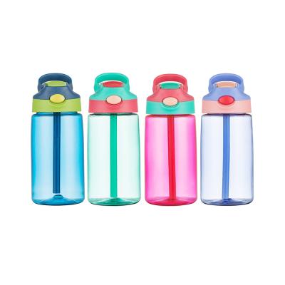 China Sustainable Promotional 16oz Kids Cute Plastic Drinking Water Bottle Insulated Cup With Lid And Straw Bpa Free for sale