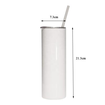 China Sustainable USA Warehouses Free Shipping 20 oz Skinny Straight Double Wall Vacuum White Stainless Steel Sublimation White Tumbler for sale