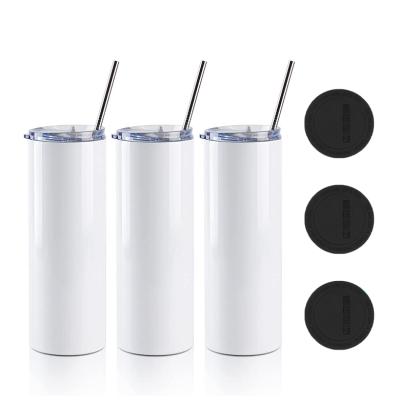 China 20 Ounce Sustainable Wall Lean Stainless Steel Double Tumblers Insulated Sublimation Blanks Straight Tumbler With Lids And Straws for sale