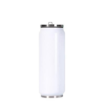 China Sustainable Wholesale 17oz Sublimation White Cola Cans Vacuum Coke Cans With Lid And Straw for sale