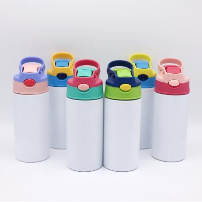 China New Design 350ml Stainless Steel Sublimation Kids Viable Upright Bottle Kids Colorful Diy Tumbler With Straw And Lid for sale