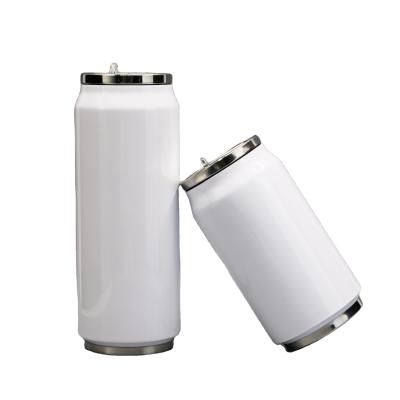 China 9oz Double Wall Vacuum Tumbler Water Bottle Stainless Steel Coke Viable Cola Shaped Soda Cans With Spout Straw Lid for sale