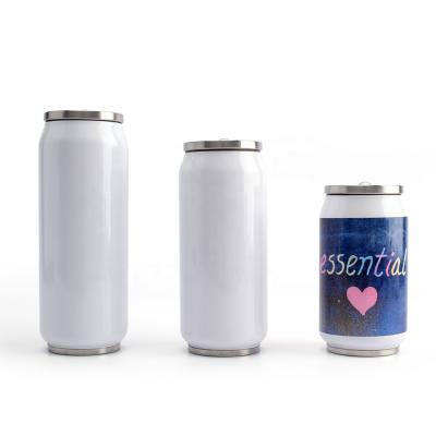 China Sustainable Wholesale 17oz Sublimation White Cola Cans Vacuum Coke Cans With Lid And Straw for sale