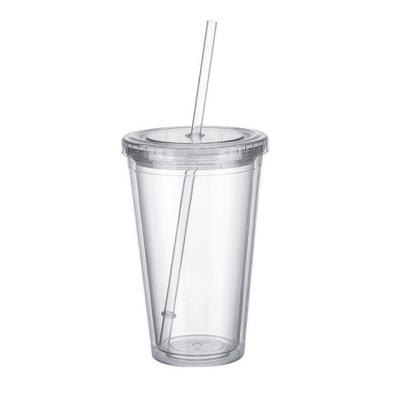 China New Product 16oz 480ml Double Walled Viable Lean Acrylic Straw Acrylic Tumbler With Lids Plastic Tumbler Cups Multi-colors for sale