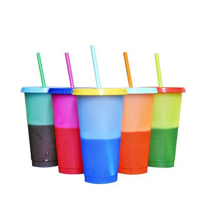 China Wholesale New Viable White Plastic Hot Drinks Cups 16oz Color Changing Reusable Hot Coffee Cups With Lid for sale