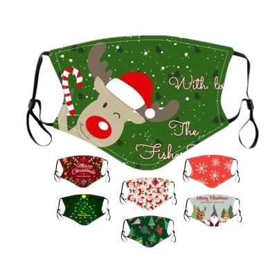 China Fashion Reusable Reusable Party Printed Adjustable Facemask 2020 Cloth Christmas Masks Packaging Christmas Gift for sale