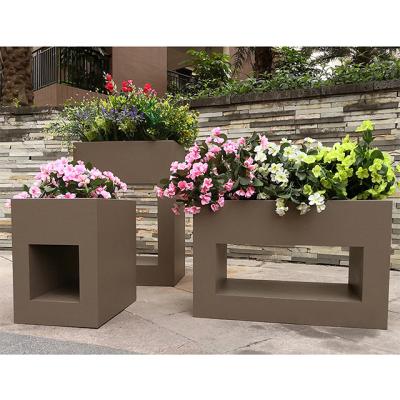 China Large Modern Outdoor Decorative Metal Flower Pot Customized Stainless Steel Garden Flower Planter for sale