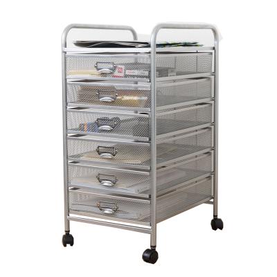 China Mid-steel Multi Layer Rack Drawer Cart Mesh Metal Wire Sundries Sorting Storage Cabinet With 4 Wheels for sale