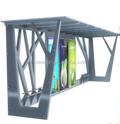 China Regular Outdoor Urban Street Furniture Metal Bus Stop Advertising Shelter for sale