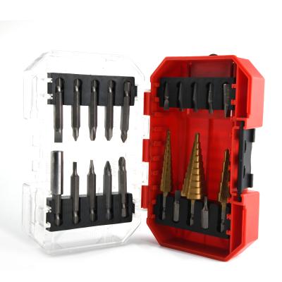 China Masonry Drilling 20 PCS High Speed ​​Steel Titanium Coated Spiral Step Drill Bit Set Brocas Escalonadas Suit for sale