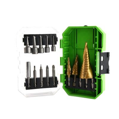 China Metal Drilling 20 PCS High Speed ​​Steel Titanium Coated Spiral Step Drill Bit Set Brocas Escalonadas Suit for sale