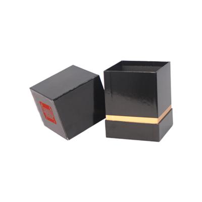 China Recycled Materials Black Square Custom 2 Piece Empty Candle Jar With Luxury Box With EPE Insert for sale