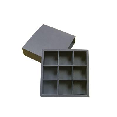 China Recycled Materials Custom 9 Pieces Black Chocolate Box Drawer Folding Rectangle With Insert for sale