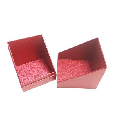 China Recycled Materials Red Two Pieces Fancy Custom Luxury Paper Velvet Jewelry Box for sale