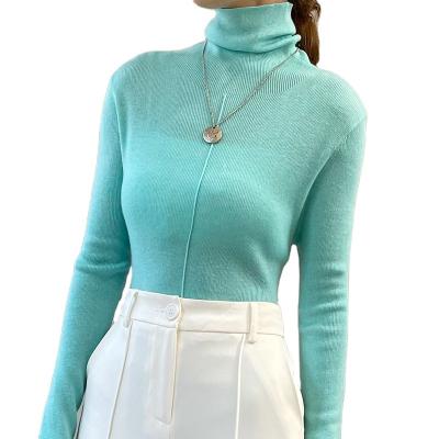 China Custom Casual Anti-Shrink Turtle Neck Winter Autumn Loose Sleeve Wool Women's Long Sweater Knitted Sweater for sale