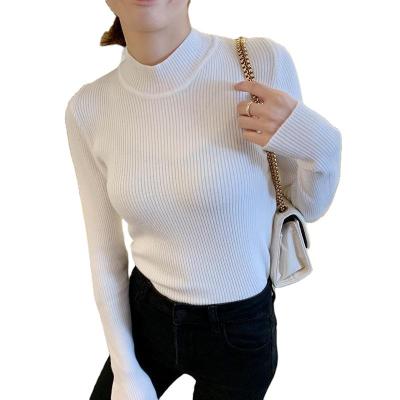 China 2022 anti-shrink winter sweater autumn and new women's high neck half wool all-match slim diet short knitted basing sweater for sale