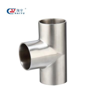 China Dairy SMS SS304 Short Equal Tee 1 Inch Common Hose Pipe Tube Fittings for sale