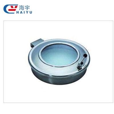 China Food Stainless Steel Sanitary Round Manhole Cover Tank , Hygienic Circular Manhole Cover With Sight Glass for sale