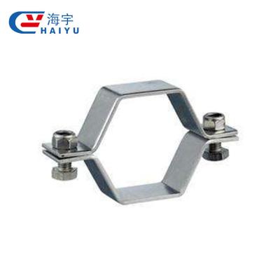 China Sanitary hyhienic hex pipe flange stainless steel pipe support, tube bracket pipe support for sale