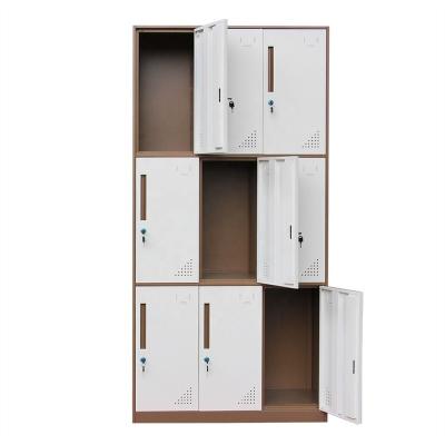 China Hot Sale Adjustable 9 Door Steel Locker (Other) for Storage Bags and Clothes / Metal Locker Closet Storage Cabinet for sale