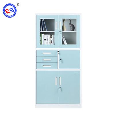 China Modern Office Furniture 4 Door Metal Filing Cabinet Cupboard With Safe And Three Drawers for sale