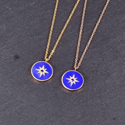 China Tasty Lead Free Nickel Free Enamel Hexagon Charm Stainless Steel Gold Plated Coin Pendant Necklace For Women Men Gifts for sale