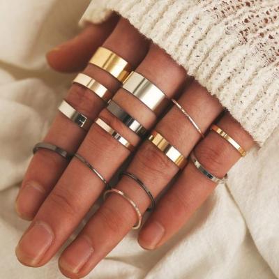 China Stainless Steel Quality Fashion Jewelry Solid Color Woman Finger Ring Set Wholesale New Arrived High 12 PCs /set for sale