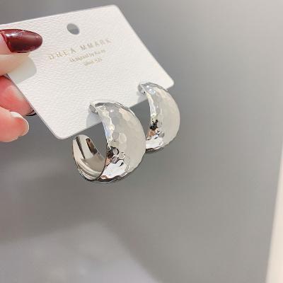 China FASHIONABLE European and American Style Women Fashion Ins Exaggerated Luxury Wide Opening Fashionable Face C Shape Print Circle Earrings for sale