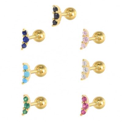 China TRENDY Small Crystal Moon Stud Earring for Women 925 Sterling Silver Colorful DIY Jewelry Brincos Accessories Piercings Earrings for sale