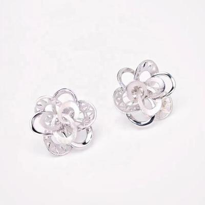 China Fashion S925 Silver Special Craft Sandblasted Fashion Vintage Stereoscopic Studs for sale