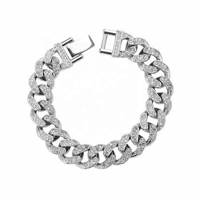 China Europe And America Stainless Steel Full Of Cubic Zircon Cuban Jewelry Fashion Chain Bracelet for sale