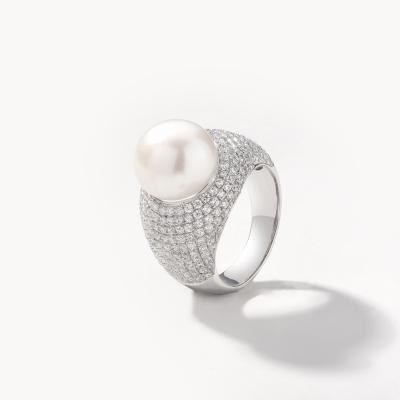 China CLASSIC design pearl zircon personality style ring of a UAE style full customization S925silver, 18k, 14k and 9k gold for sale