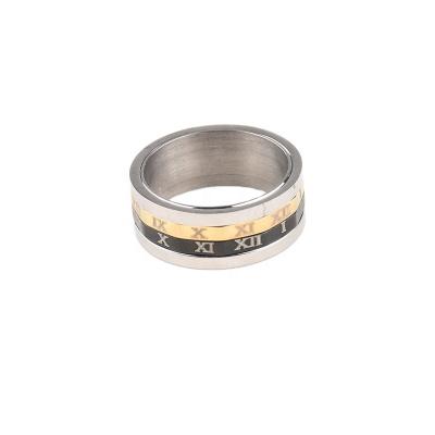 China Titanium Roman Digital Fashion Steel Rotating Ring by NUMBER for sale