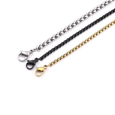 China Europe And America Titanium Steel Square Plated Unisex Necklace Jewelry Chain for sale